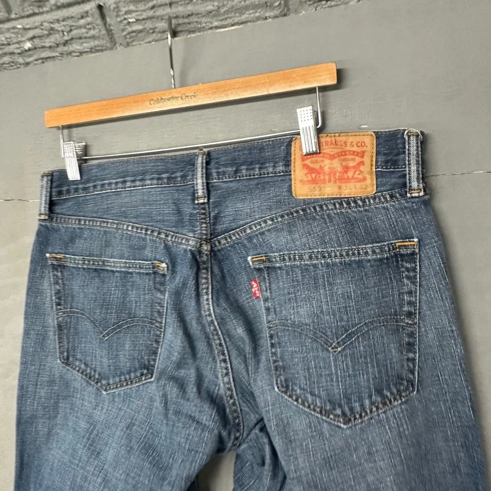 Levis 559 Relaxed Straight Jeans Mens 34x32‎ Medium Wash Blue Denim Pants Distr